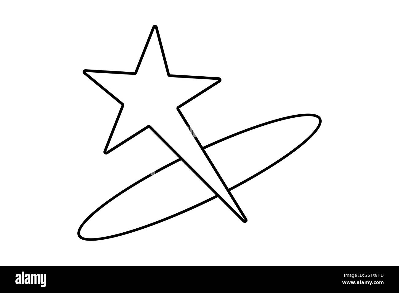 Durchgehende einzeilige Zeichnung der Vektorgrafik der Sternumrandung Stock Vektor