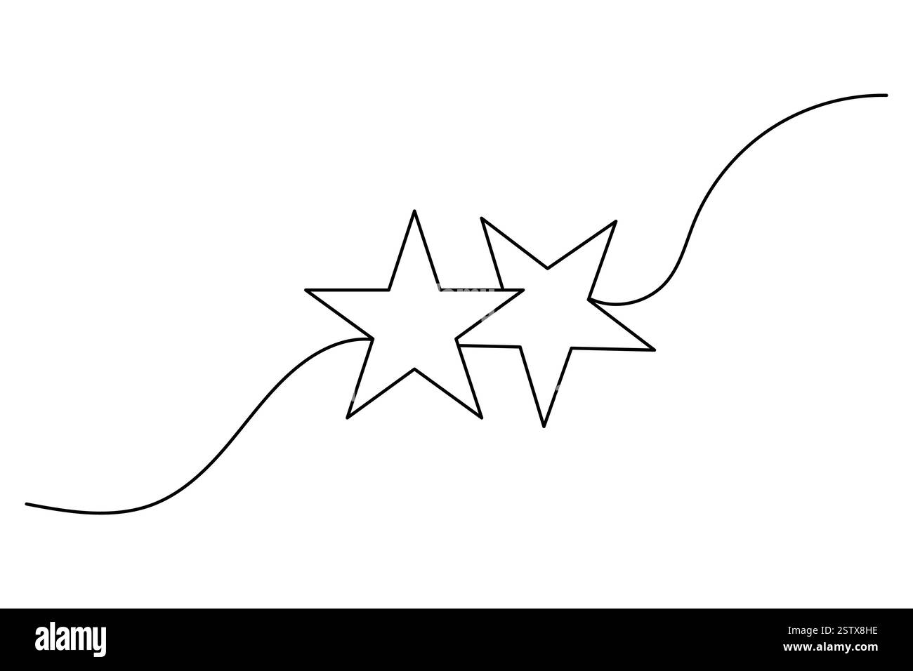 Durchgehende einzeilige Zeichnung der Vektorgrafik der Sternumrandung Stock Vektor