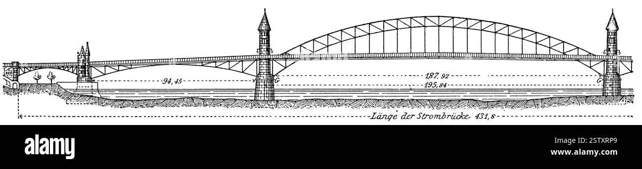 Straßenbrücke über den Rhein (Bonn-Beuel), Deutschland. Stockfoto