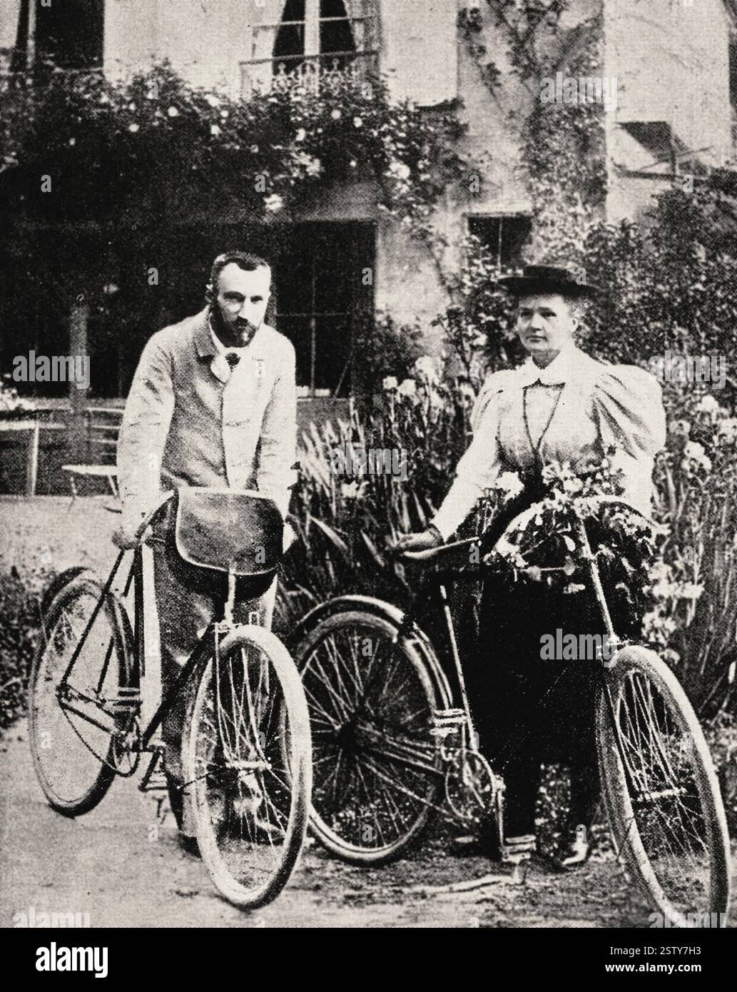 Porträt von Marie (1867-1934) und Pierre (1859-1906) Curie - Historisches Dokument, Fotograf unbekannt Stockfoto