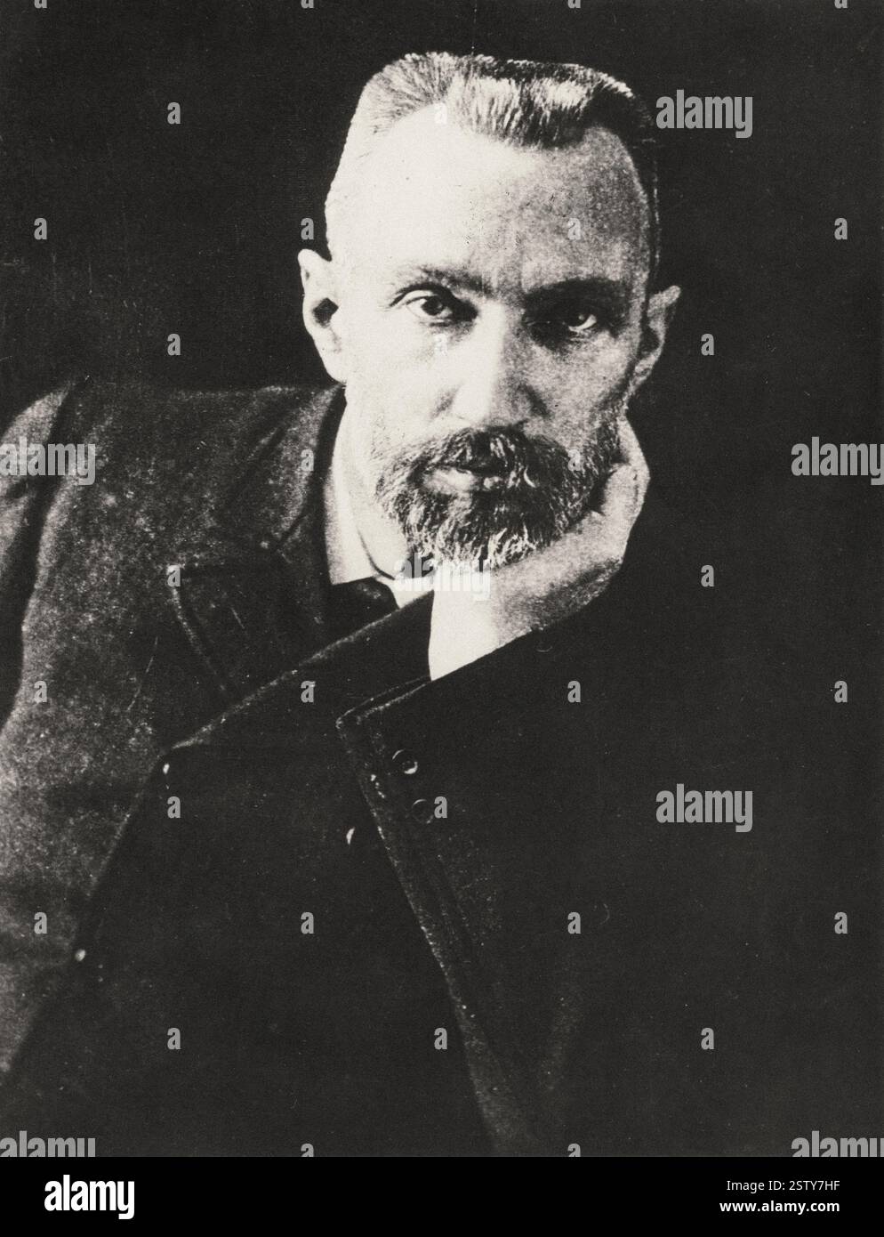 Porträt von Pierre Curie (1859–1906) französischer Chemiker, Ehemann von Marie Curie - Historisches Dokument, Fotograf unbekannt Stockfoto