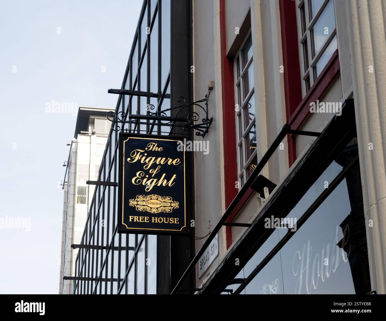 The Figure of Eight Pub-Schild, Broad Street, Birmingham, West Midlands, England, UK Stockfoto