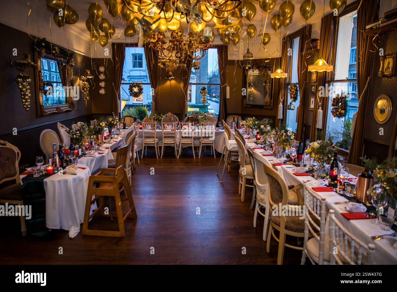 Primrose-Zimmer für eine Hochzeitsfeier im Princess of Wales Pub. Stockfoto