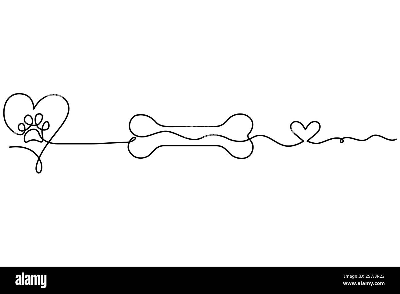 Durchgängiges Hundeknochen eine Linienzeichnung der Vektorumrandung Stock Vektor