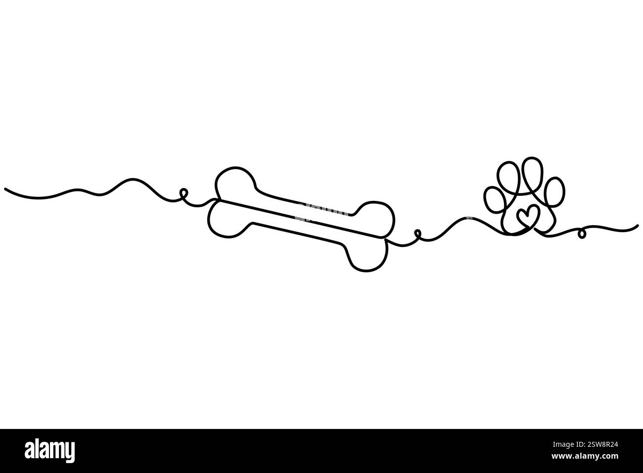 Durchgängiges Hundeknochen eine Linienzeichnung der Vektorumrandung Stock Vektor