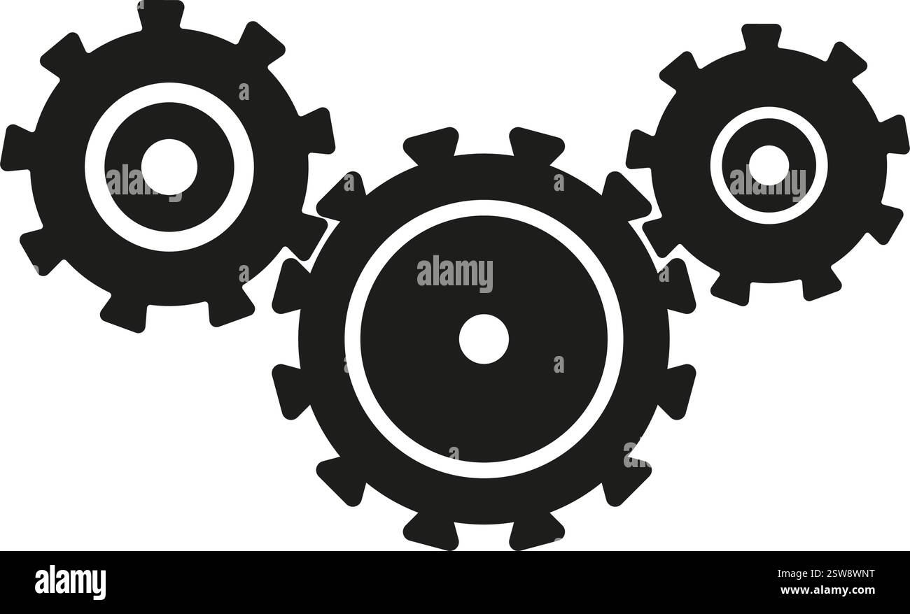 Drei Zahnradsymbole, die zusammen arbeiten und Teamwork symbolisieren Stock Vektor