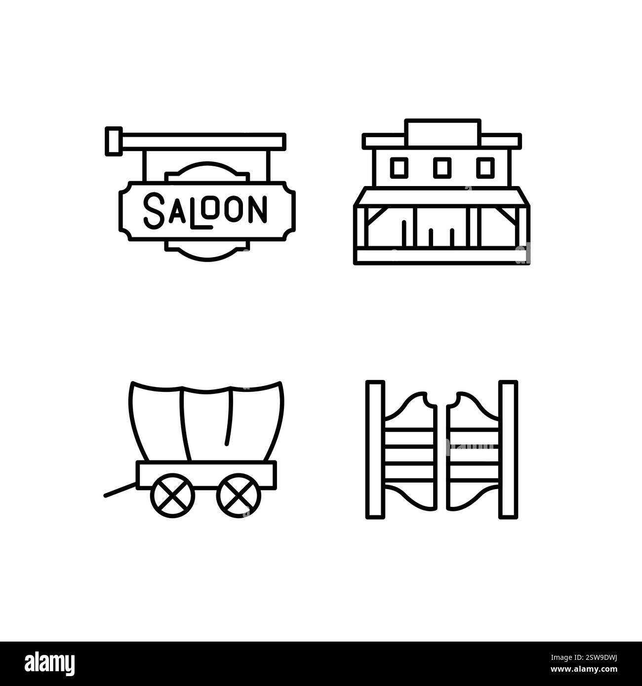 Wilden Westen Icons Set Stock Vektor