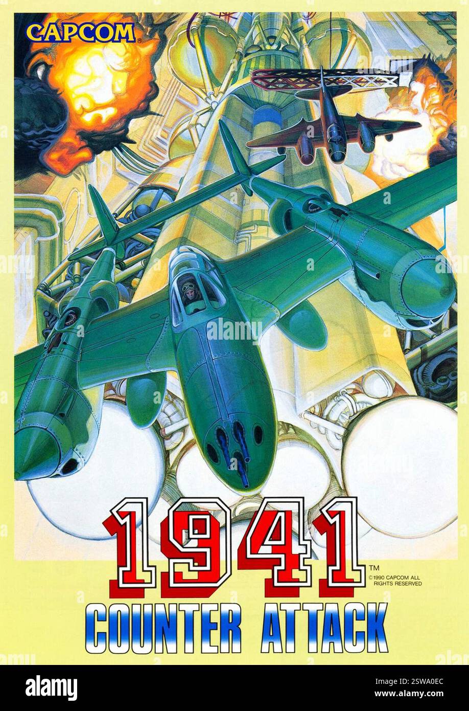 1990 US-Flyer für 1941: Counter Attack Videospiel von Capcom - Stockfoto