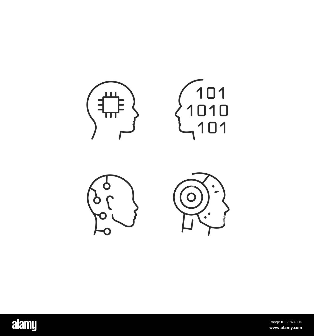Roboterflächen-Symbole Festgelegt Stock Vektor