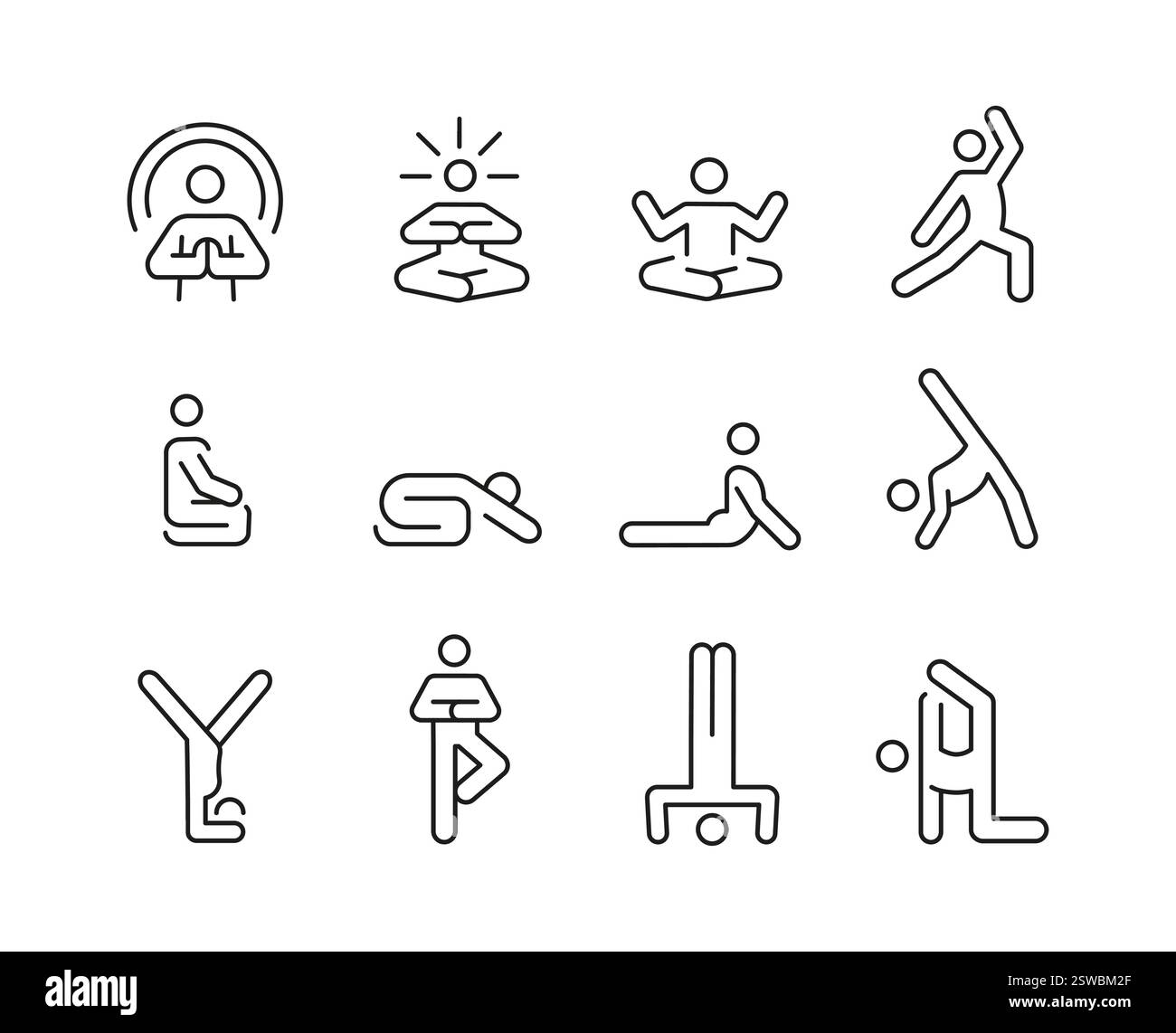 Yoga Icons Set Stock Vektor