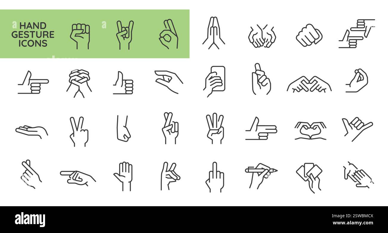 Symbolsatz Für Handgesten Stock Vektor