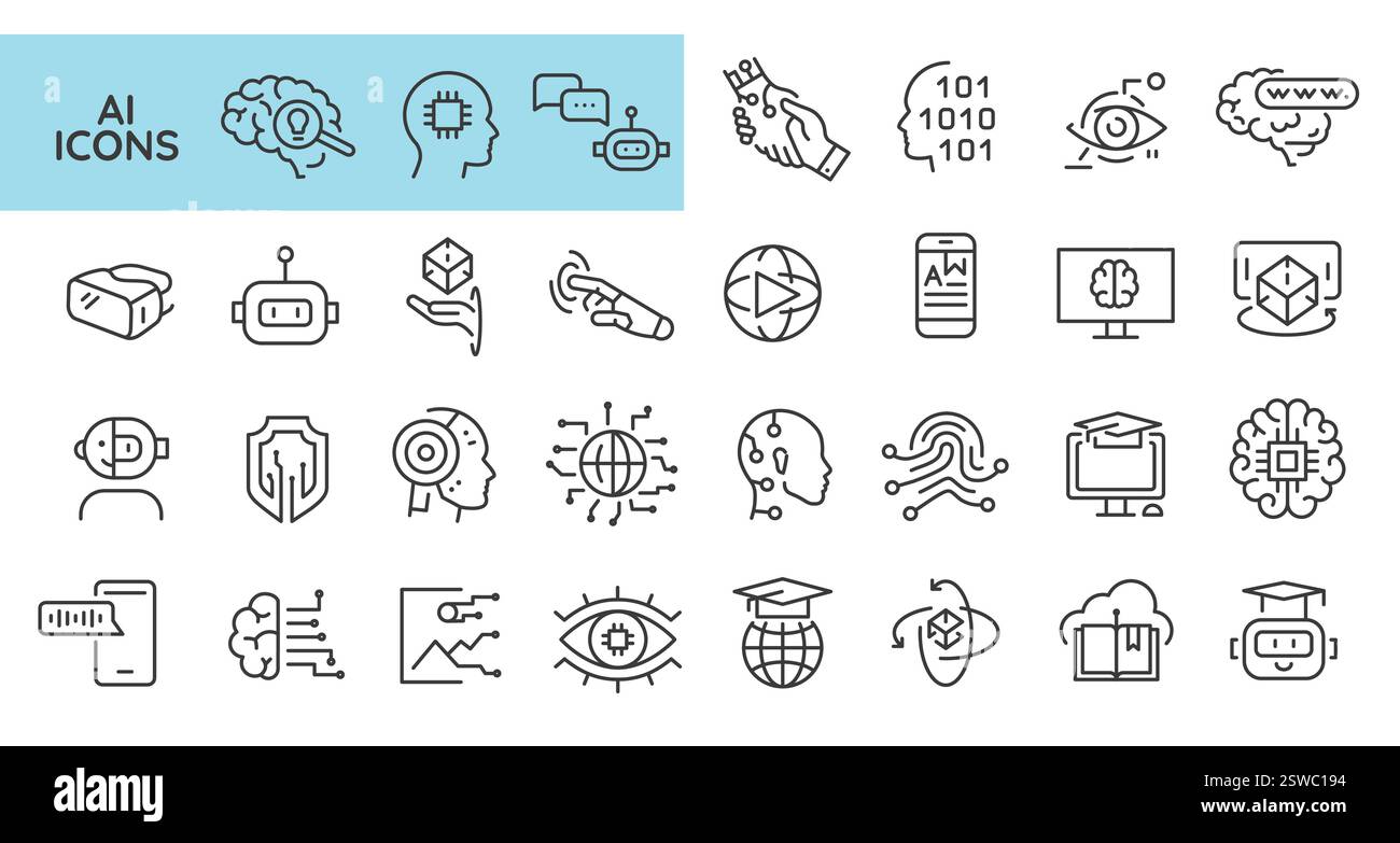 KI-Technologiesymbole eingestellt Stock Vektor