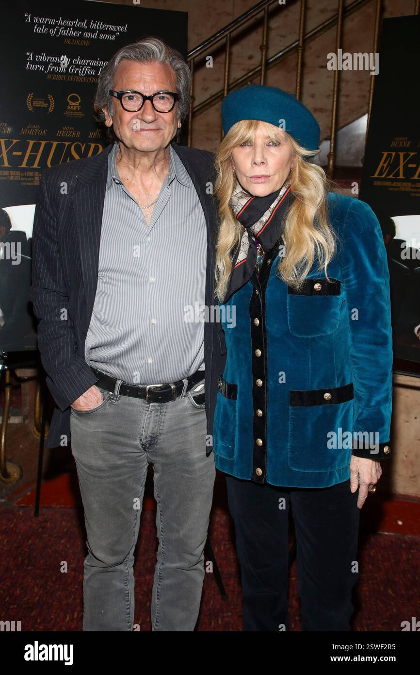 Actors Griffin Dunne, left, and Rosanna Arquette attend the special screening of "Ex-Husbands", hosted by Greenwich Entertainment and The Cinema Society, at Village East Cinema on Thursday, Feb. 20, 2025, in New York. (Photo by Andy Kropa/Invision/AP) Stockfoto