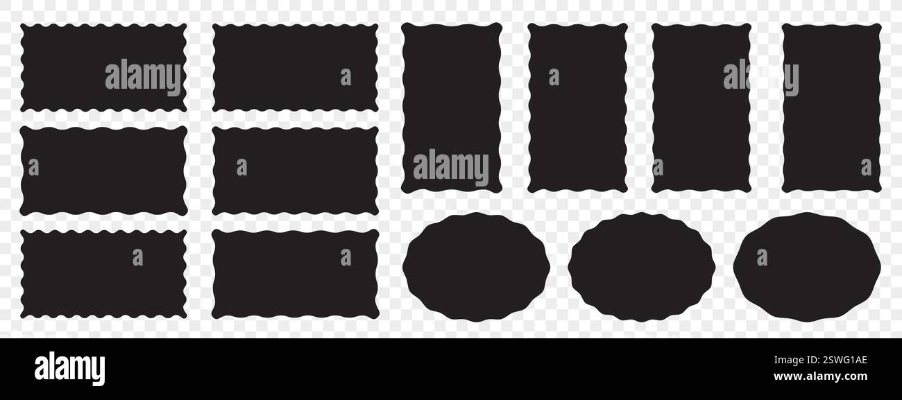 Rahmen mit gewellten Kanten. Trendige geometrische Umrandungen mit Silhouette Stock Vektor