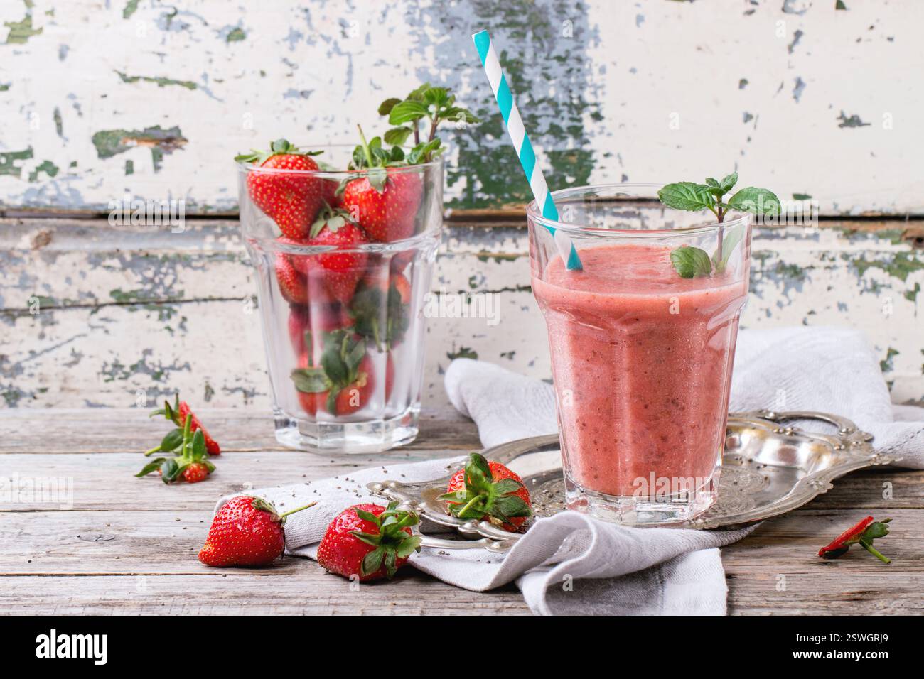 Rote Erdbeere smoothie Stockfoto
