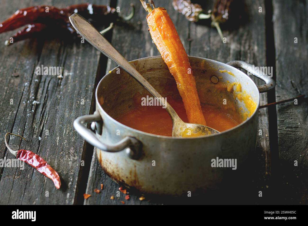 Creme Karottensuppe Stockfoto