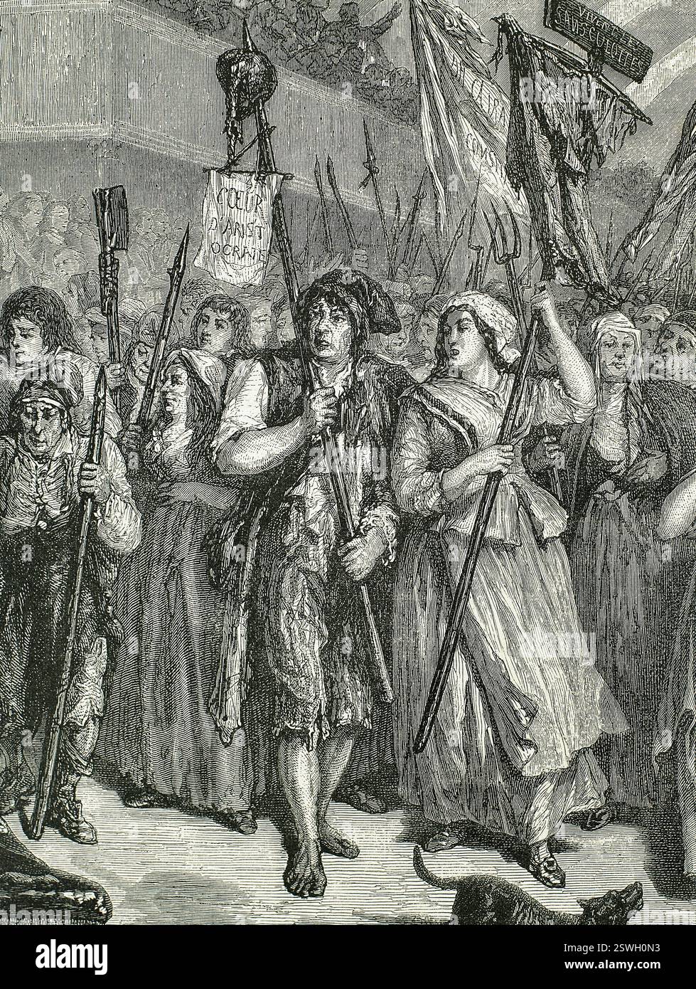 Französische Revolution. Sains-Culottes. Invasion der Versammlung, 20. Juni 1792. Stich von Blanpain nach einem Entwurf von Hippolyte de la Charlerie. Stockfoto