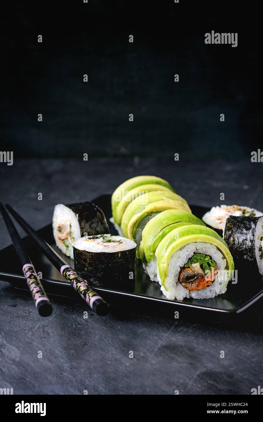 Sushi-Rollen set Stockfoto