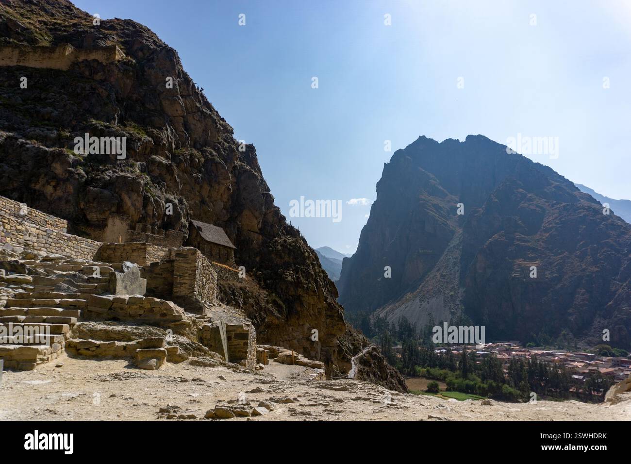 Ollantaytambo antike Steinterrassen und zeremonielle Ruinen spiegeln die Macht und den Einfallsreichtum des Inka-Reiches wider Stockfoto