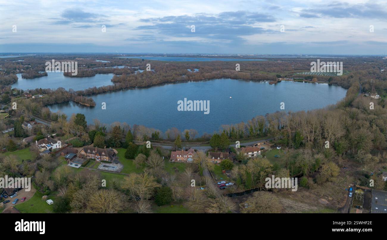 Allgemeiner Blick nach Norden in Richtung Wraysbury, Royal Borough of Windsor und Maidenhead, westlich von London und in der Nähe des Flughafens Heathrow. Stockfoto