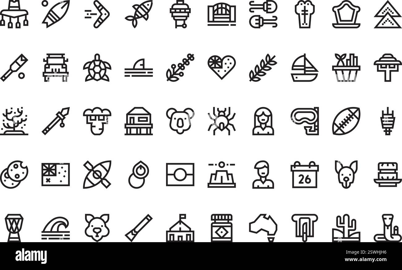 Hochwertige Sammlung von Vektorsymbolen mit editierbarer Kontur. Ideal für professionelle und kreative Projekte. Stock Vektor