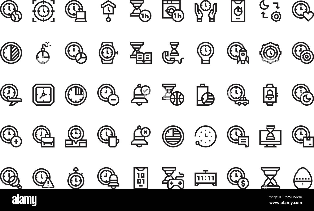 Zeitsymbole hochwertige Sammlung von Vektorsymbolen mit bearbeitbarer Kontur. Ideal für professionelle und kreative Projekte. Stock Vektor