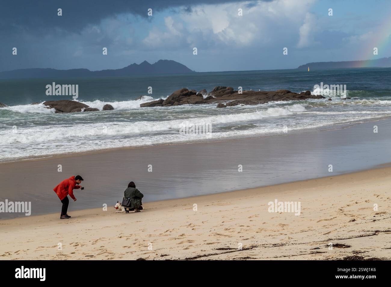 Samil Beach der größte Strand in Vigo, Spanien. Stockfoto
