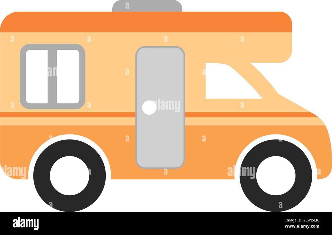 Einfaches Wohnmobil Wohnwagen Wohnwagen Wohnmobil Farbe Silhouette Seitenansicht Symbol Vektor isoliert auf transparentem Hintergrund Stock Vektor