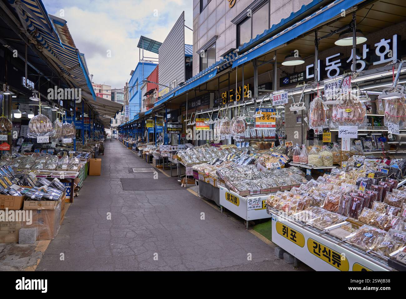 Jagalchi Fischmarkt der größte Fischmarkt in Busan Südkorea am 15. Februar 2023 Stockfoto