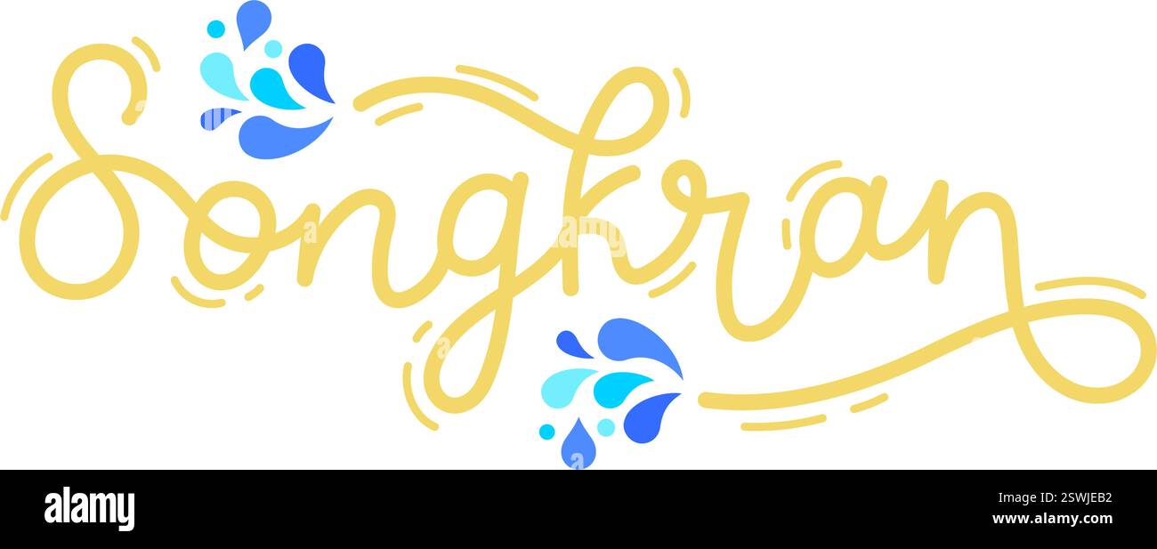 songkran Schriftzug handschriftlich Feier thai Wasserfestival Logotype Vektor Illustration Stock Vektor