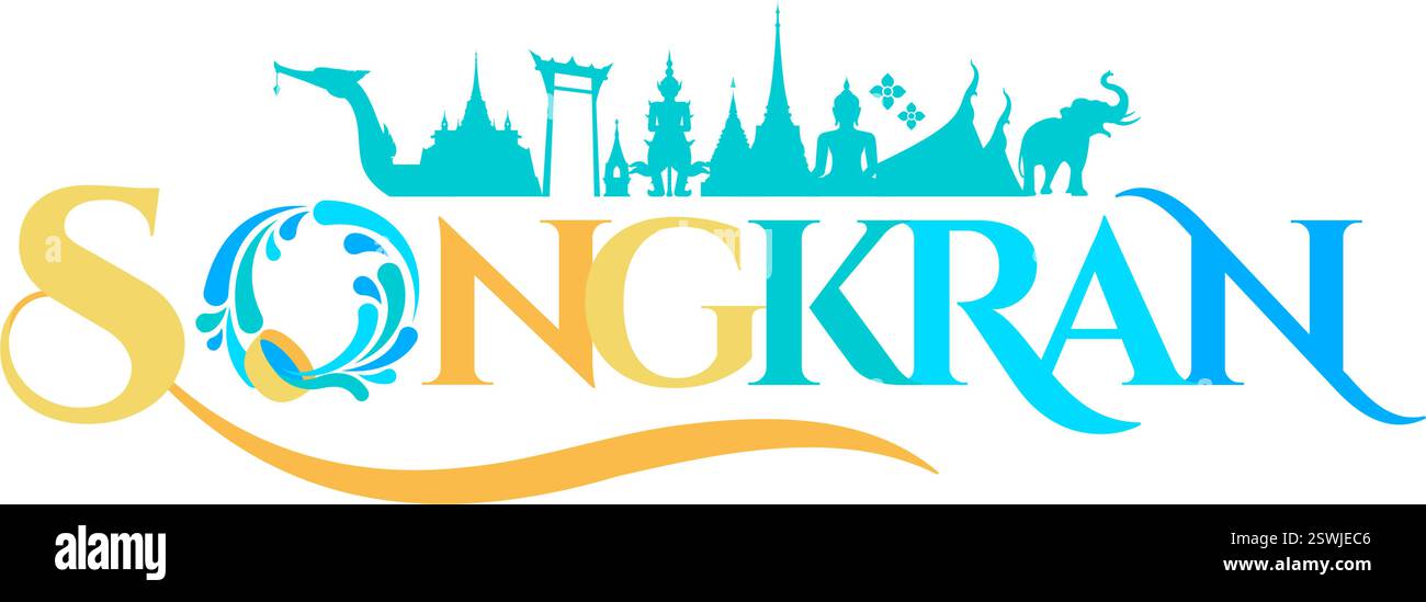 songkran Logo Design für Feier, Dekoration thailand Wasser Spritzen Festival Vektor Illustration Stock Vektor