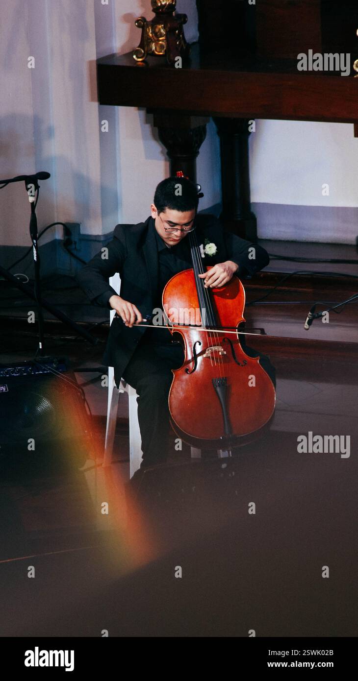 Harmony in Focus: Eine filmische Montage von Musikern Stockfoto