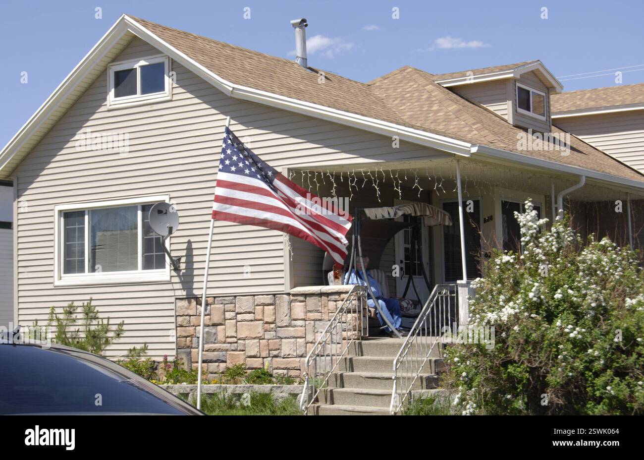 EVANSTON/WYOMING STATE /USA  Evanston Wohngemeinde mit Sternen und Streifen 14. Juni 2012 FOTO VON FRANCIS DEAN / DEAN PICTURES Stockfoto