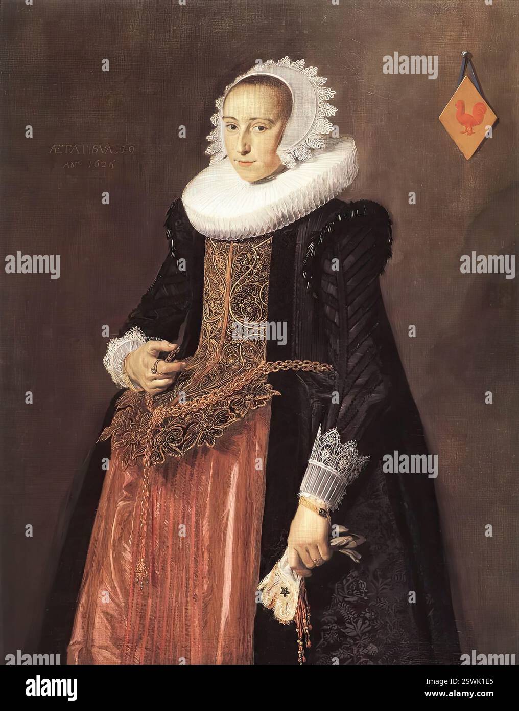 HALS, Frans (* 1580, Antwerpen, d. 1666, Haarlem) Anetta Hanemans 1625 Öl auf Leinwand, 124,8 x 98,2 cm Mauritshuis, den Haag --- Schlüsselwörter: ----------------- Autor: HALS, Frans Titel: Anetta Hanemans Zeitlinie: 1601-1650 Schule: Niederländisch Form: Malerei Art: Porträt Stockfoto