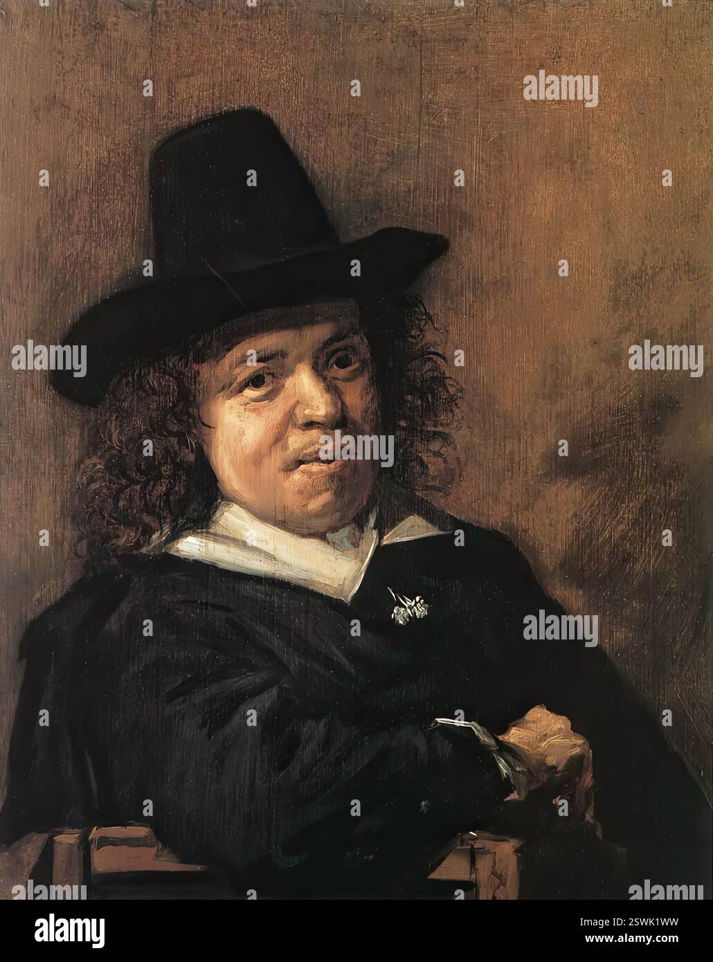 HALS, Frans (* 1580, Antwerpen, d. 1666, Haarlem) Frans Post ca. 1655 Öl auf Platte, 27,5 x 23 cm Privatsammlung die Identifizierung des freundlichen Sitters für dieses kleine informelle Porträt als Haarlem Landschaftsarchitekt Frans Post (ca. 1612–1680) basiert auf einer am unteren Rand geschriebenen Inschrift eines Abdruckes des ersten Zustandes von Jonas Suyderhoefs in der Albertina, Wien. Der Druck und das kleine Gemälde sind fast identisch in der Größe, was darauf hindeutet, dass das Gemälde als „modello“ für den Gravur gemalt wurde. --- Schlüsselwörter: --------------- Stockfoto HALS, Frans (* 1580, Antwerpen, d. 1666, Haarlem) Frans Post ca. 1655 Öl auf Platte, 27,5 x 23 cm Privatsammlung die Identifizierung des freundlichen Sitters für dieses kleine informelle Porträt als Haarlem Landschaftsarchitekt Frans Post (ca. 1612–1680) basiert auf einer am unteren Rand geschriebenen Inschrift eines Abdruckes des ersten Zustandes von Jonas Suyderhoefs in der Albertina, Wien. Der Druck und das kleine Gemälde sind fast identisch in der Größe, was darauf hindeutet, dass das Gemälde als „modello“ für den Gravur gemalt wurde. --- Schlüsselwörter: --------------- Stockfoto