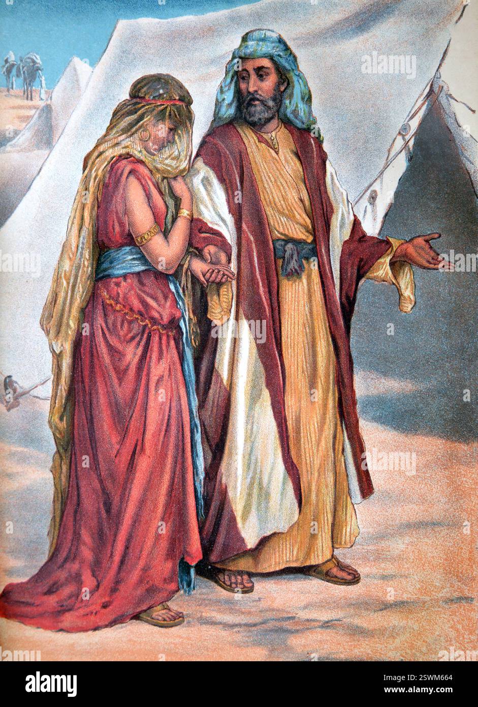 Illustration von Isaak brachte Rebekah in sein Zelt seiner Mutter Sarah und sie heirateten Genesis XXIV. 67 die National Comprehensive Family Bible The H Stockfoto Illustration von Isaak brachte Rebekah in sein Zelt seiner Mutter Sarah und sie heirateten Genesis XXIV. 67 die National Comprehensive Family Bible The H Stockfoto