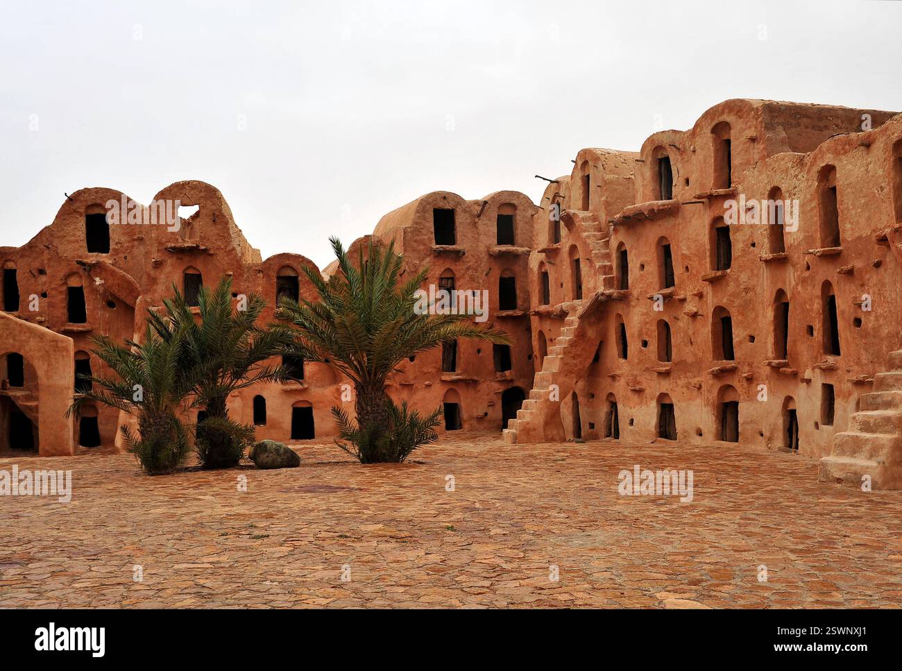Ksar Ouled Soltane, befestigter Speicher in der Nähe von Tataouine, Nordsahara, Tunesien Stockfoto