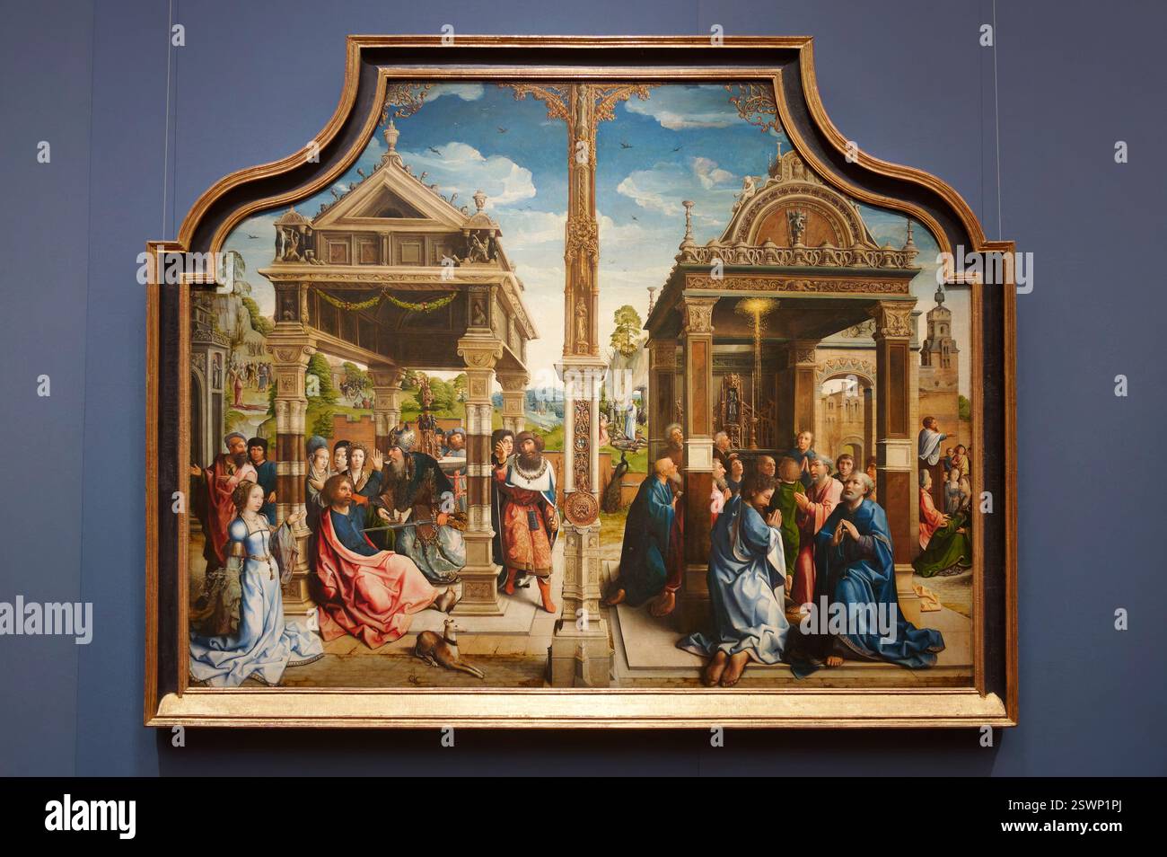 Wien, Österreich. Kunsthistorisches Museum Wien im 1. Bezirk, Bernaert van Orley (1488–1541), Thomas- und Matthias-Altar, Mitteltafel eines geflügelten Altaraufsatzes, Öl auf Platte, um 1515 Stockfoto