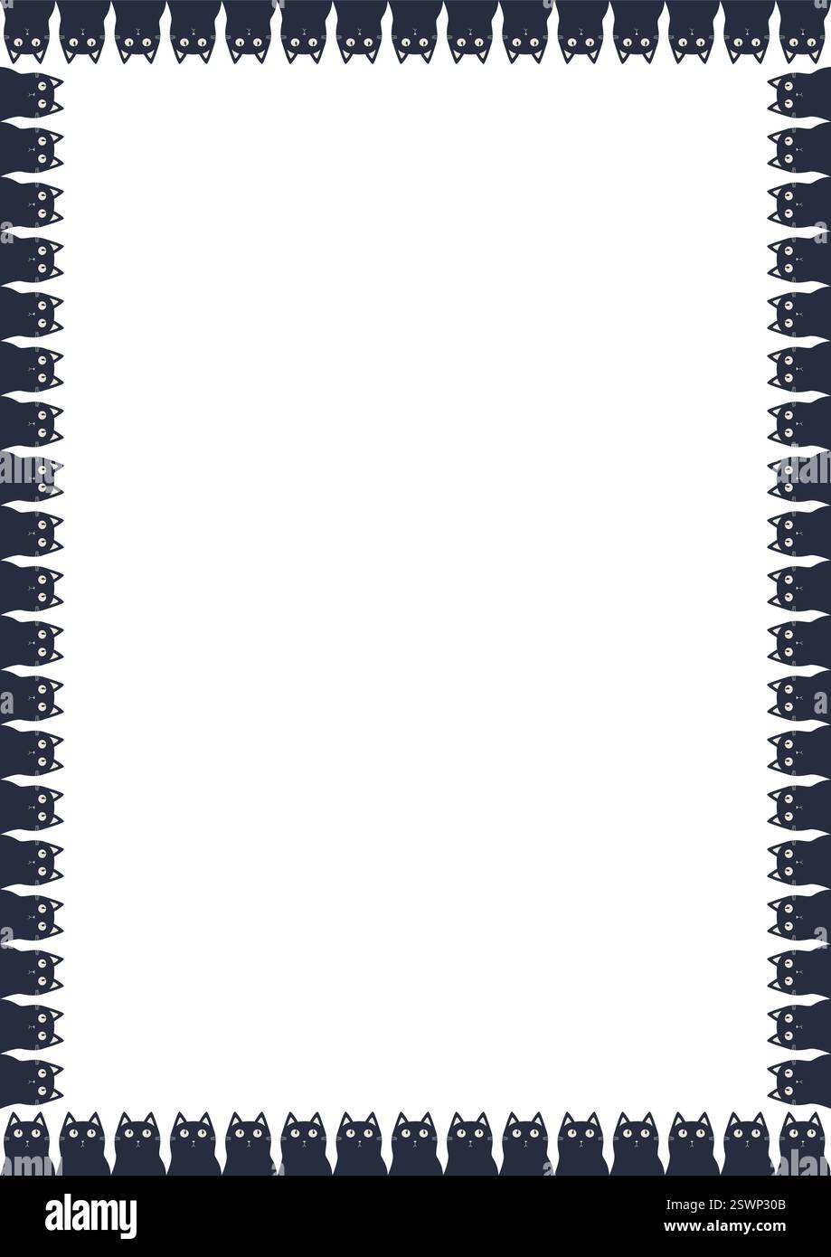 Rahmen von niedlichen Haustieren. Schwarze Katzenillustration mit leerem Platz für Ihren Text Stock Vektor