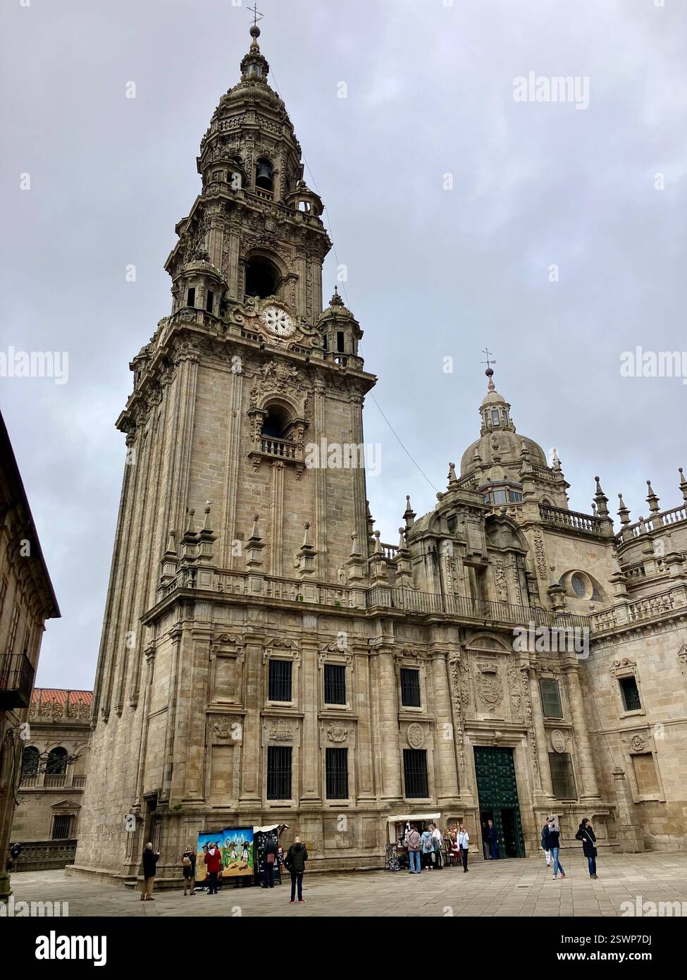 Plaza de la Quintana, Catedral de Santiago, Santiago de Compostela, Galicien, Spanien - Smartphone-aufgenommenes Stockfoto