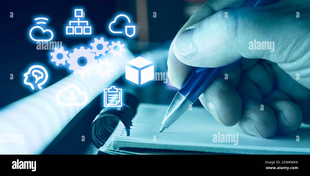Technologische Innovation und Cloud-basierte Lösungen: Eine visuelle Darstellung der digitalen Transformation Stockfoto