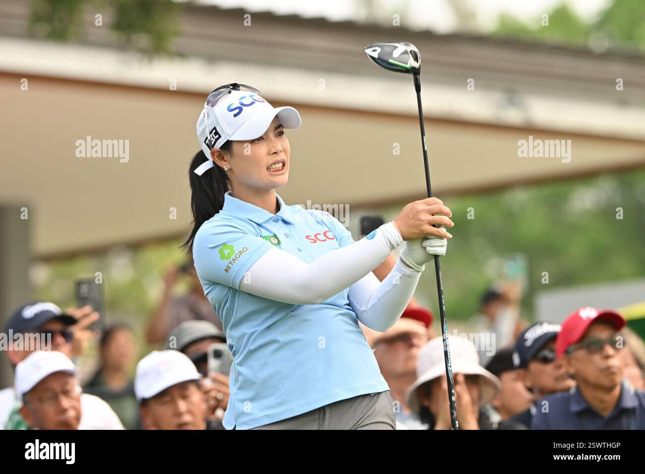 Pattaya, Thailand. Februar 2025. Moriya Jutanugarn aus Thailand wurde während der dritten Runde des Honda LPGA Thailand 2025 auf dem Siam Country Club Old Course gesehen. Quelle: SOPA Images Limited/Alamy Live News Stockfoto