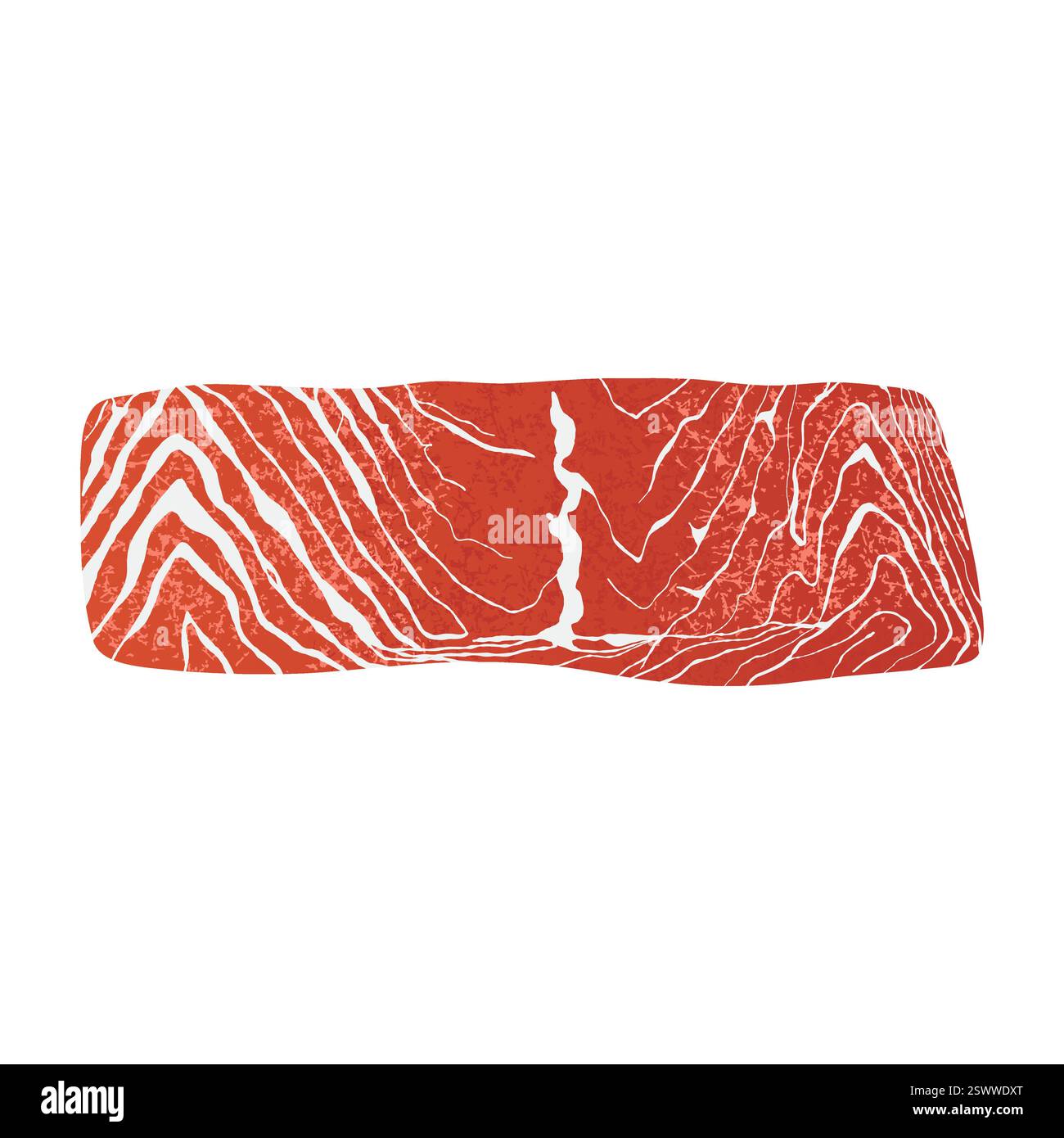 Lachsfilet. Cartoon rohes Fisch Forellensteak, Meeresfrüchte-Scheibe für Sushi oder Sashimi, gesunde Mahlzeit Gourmet-Kochkonzept. Vektor-isolierte Abbildung Stock Vektor