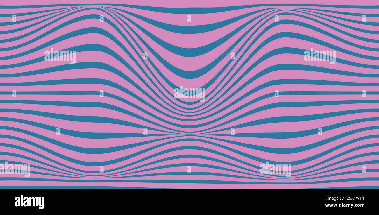 Abstrakter blauer und rosafarbener welliger optischer Kunstmusterhintergrund Stock Vektor