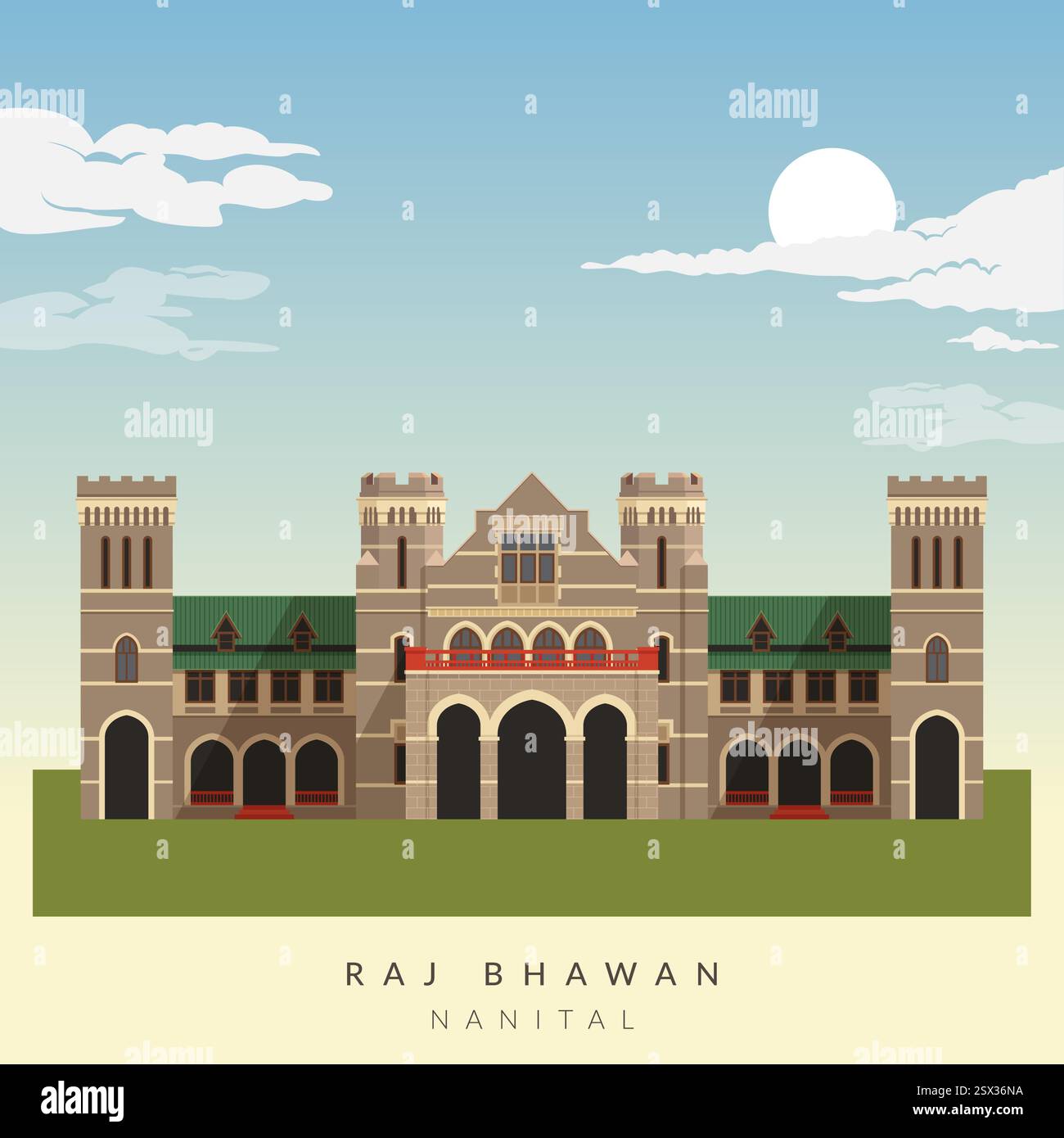 Raj Bhavan Nainital Uttarakhand – Stock Illustration als EPS 10 Datei Stock Vektor