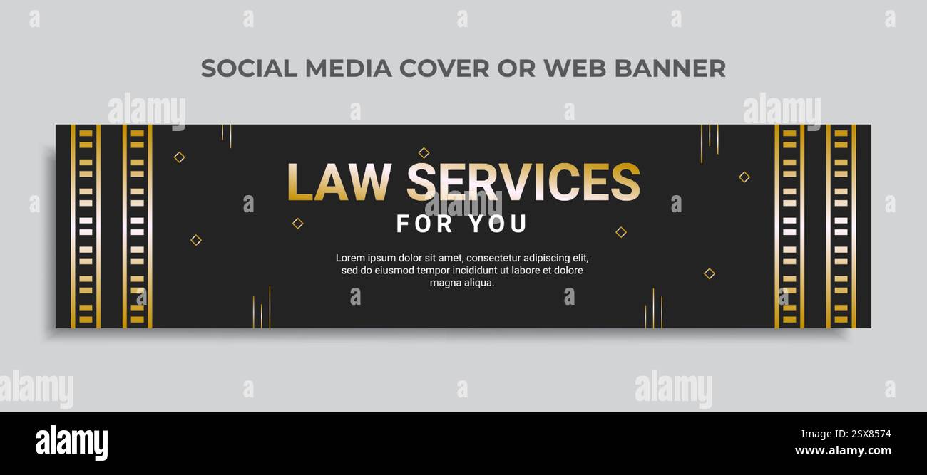 Social-Media-Cover oder Webbanner für Rechtsdienste Stock Vektor