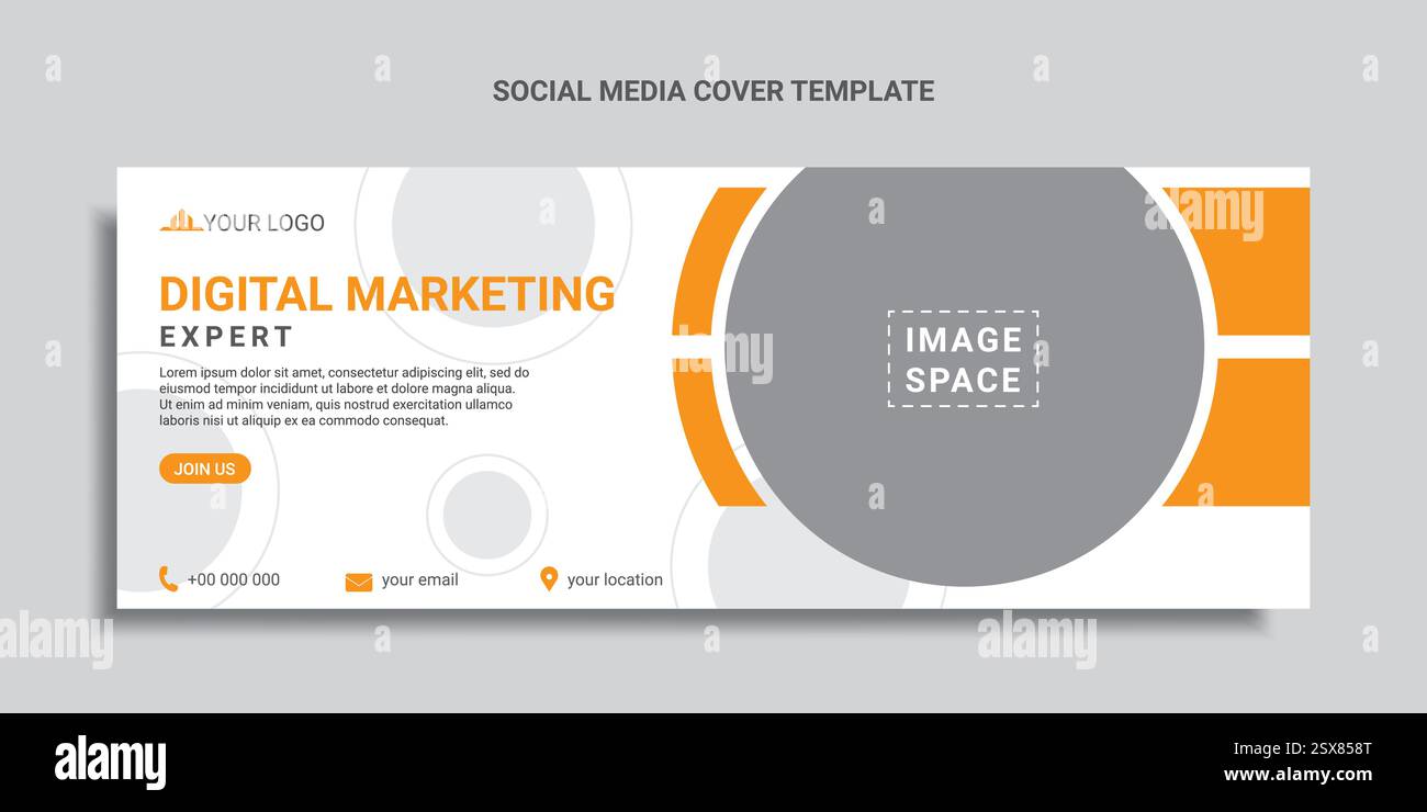 Digitales Marketing soziale Medien decken Design oder Webbanner ab Stock Vektor