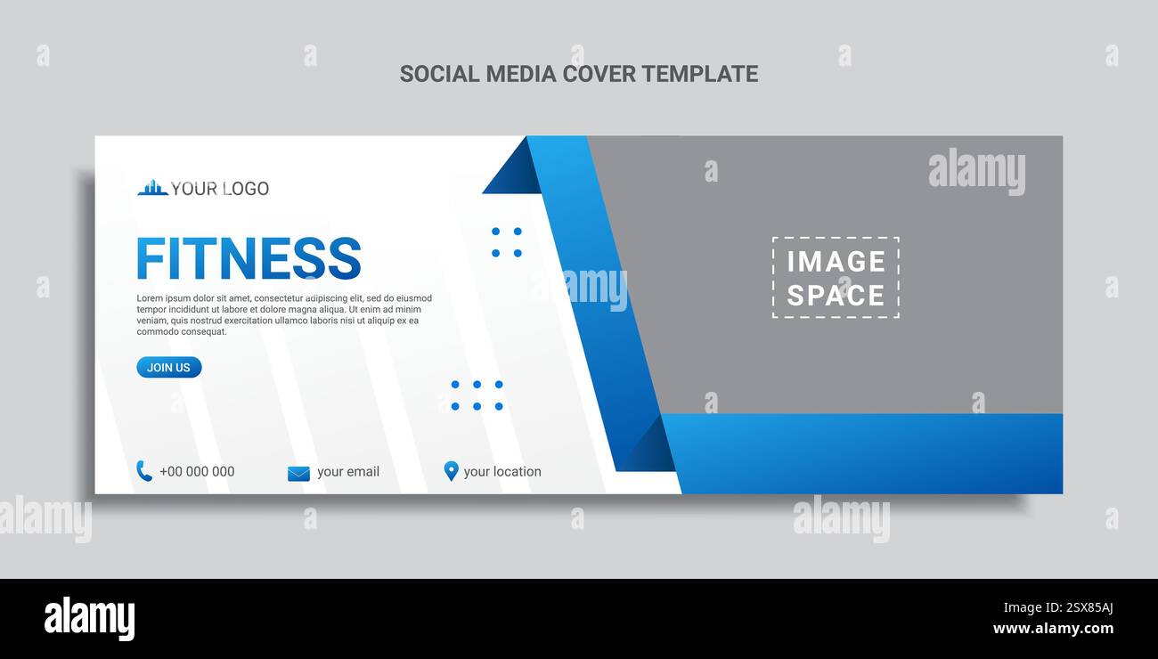 Fitness Social Media decken Design oder Webbanner ab Stock Vektor