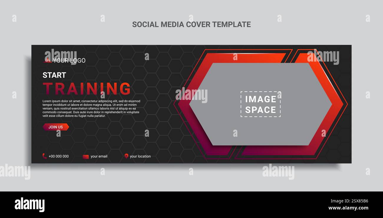 Fitness und Fitness Social Media decken Design- oder Webbanner-Vorlagen ab Stock Vektor