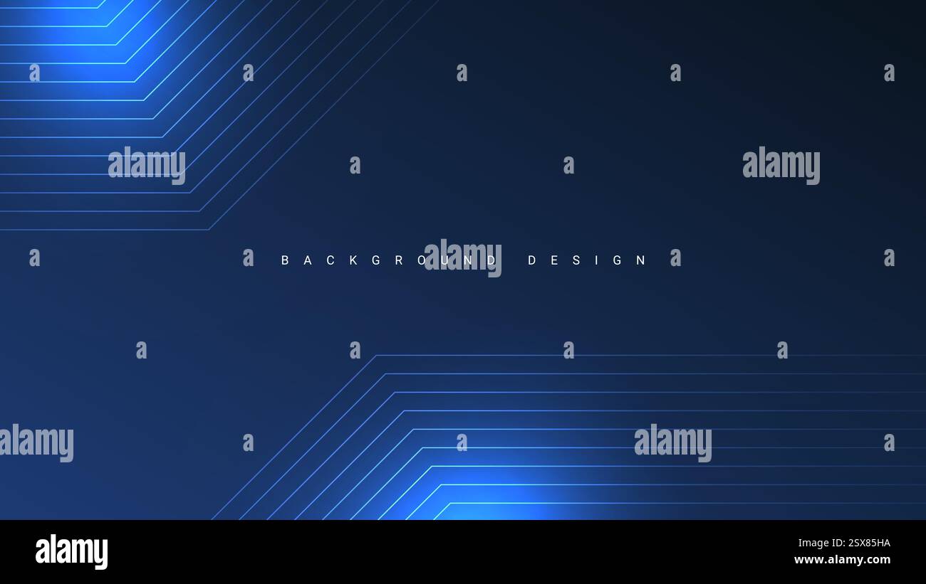 Dunkelblaues Hintergrunddesign mit leuchtend blauen Linien Stock Vektor